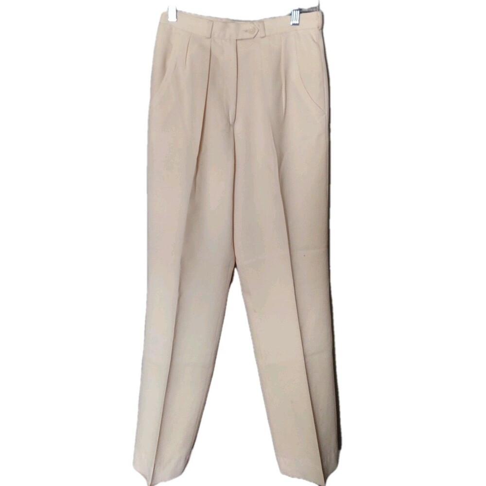 Giorgio Sant'Angelo Women's Buttercream Pleated Trouser Pants Wool Size 8